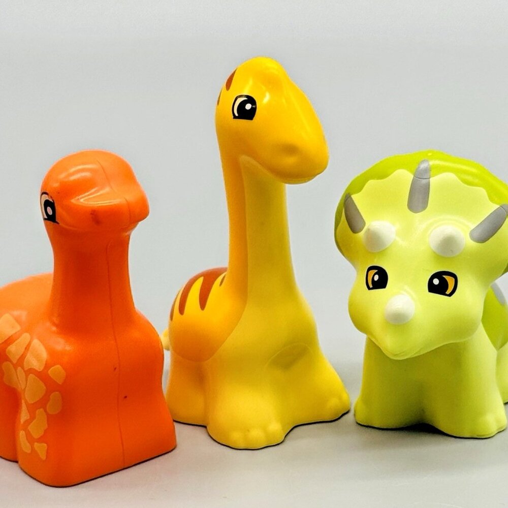 Lego Duplo Dinosaur Yellow Diplodocus Orange Brachiosaurus Green Tricerotops Lot